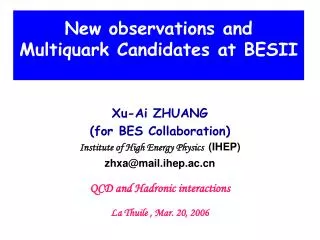 New observations and Multiquark Candidates at BESII