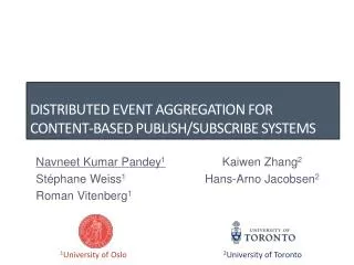 Distributed event aggregation for content-based Publish/Subscribe systems