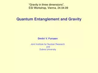 Quantum Entanglement and Gravity