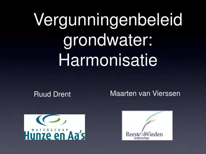 vergunningenbeleid grondwater harmonisatie