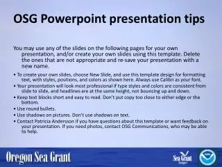 OSG Powerpoint presentation tips