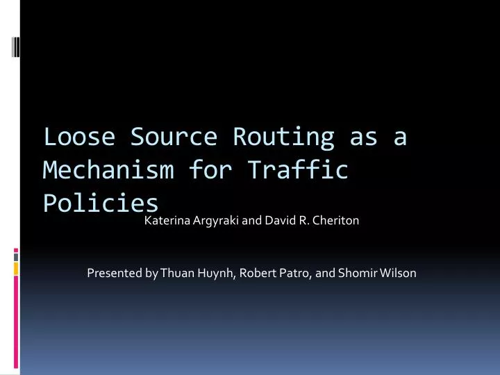 loose source routing as a mechanism for traffic policies