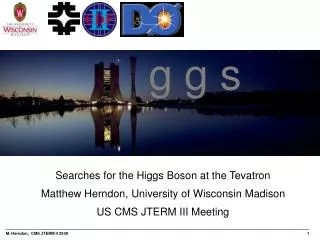 Searches for the Higgs Boson at the Tevatron Matthew Herndon, University of Wisconsin Madison