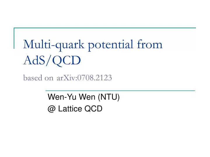 multi quark potential from ads qcd based on arxiv 0708 2123