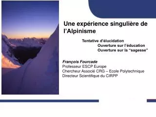 une exp rience singuli re de l alpinisme