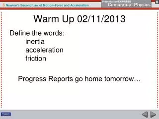 Warm Up 02/11/2013