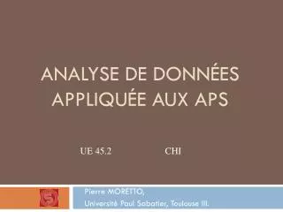 analyse de donn es appliqu e aux aps