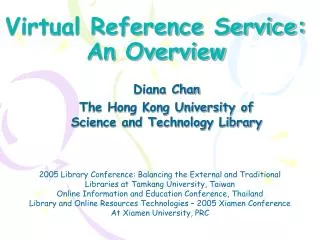 Virtual Reference Service: An Overview