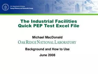 The Industrial Facilities Quick PEP Test Excel File
