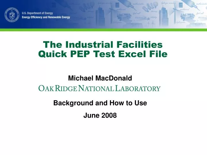 the industrial facilities quick pep test excel file