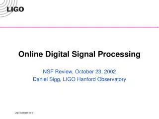 Online Digital Signal Processing