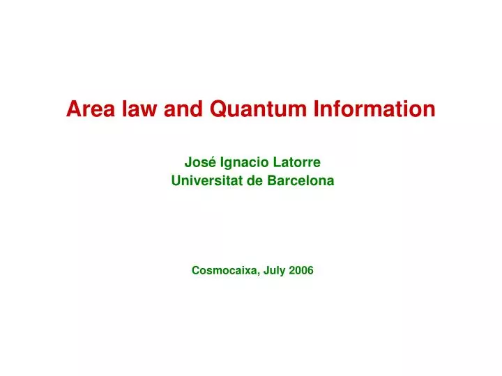 area law and quantum information
