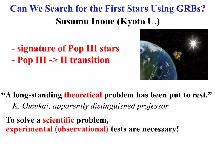 can we search for the first stars using grbs
