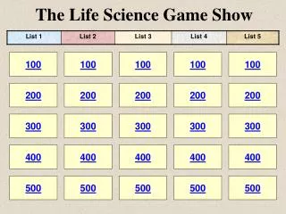 The Life Science Game Show