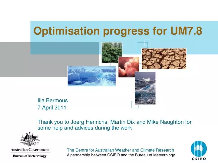 optimisation progress for um7 8