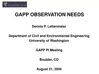 GAPP OBSERVATION NEEDS