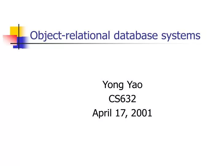 object relational database systems