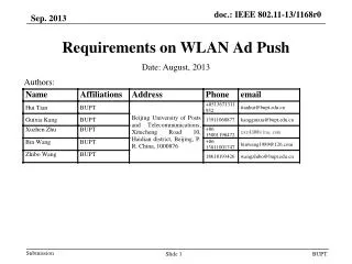 Requirements on WLAN Ad Push