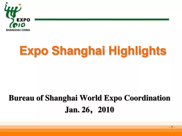 bureau of shanghai world expo coordination jan 26 2010
