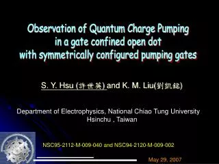 Observation of Quantum Charge Pumping in a gate confined open dot