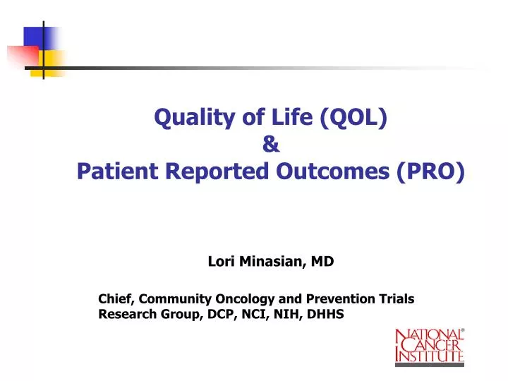 quality of life qol patient reported outcomes pro