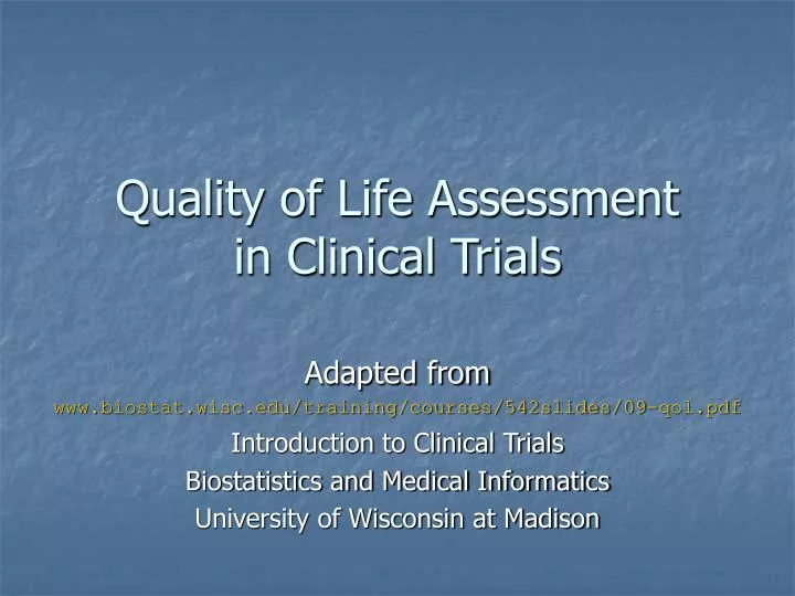 quality of life assessment in clinical trials