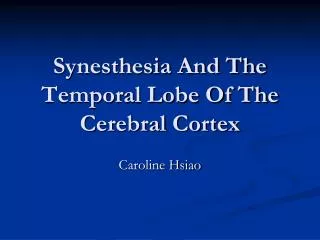 Synesthesia And The Temporal Lobe Of The Cerebral Cortex