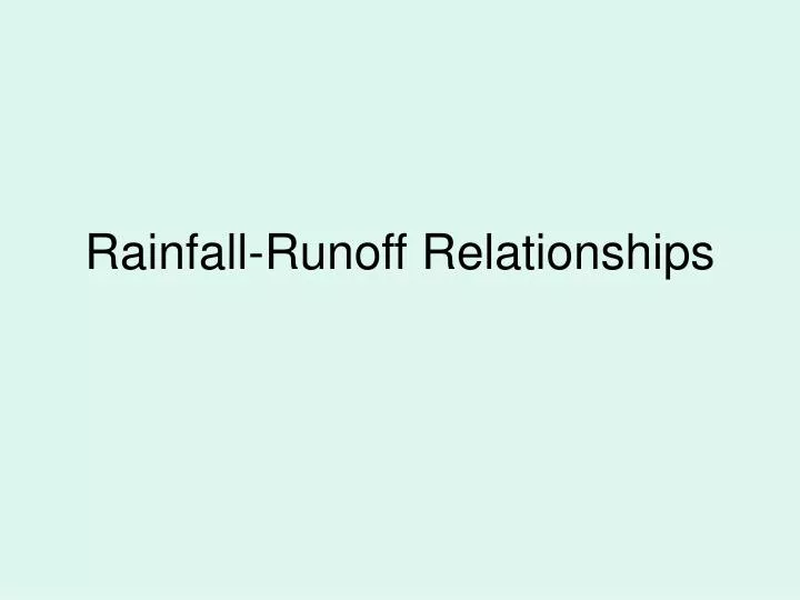 rainfall runoff relationships