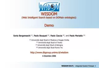 WISDOM (Web Intelligent Search based on DOMain ontologies): Demo