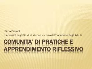 silvio premoli universit degli studi di verona corso di educazione degli adulti