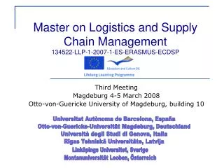 Master on Logistics and Supply Chain Management 134522-LLP-1-2007-1-ES-ERASMUS-ECDSP