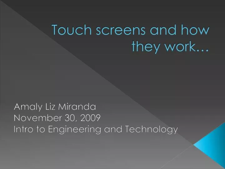 touch screens and how they work