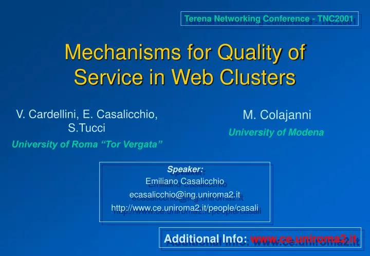 mechanisms for quality of service in web clusters