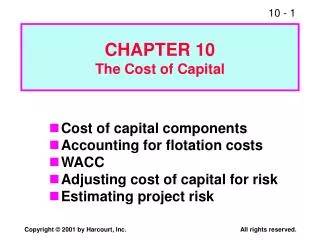 CHAPTER 10 The Cost of Capital