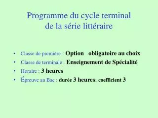 programme du cycle terminal de la s rie litt raire