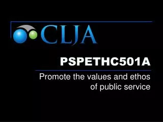 PSPETHC501A
