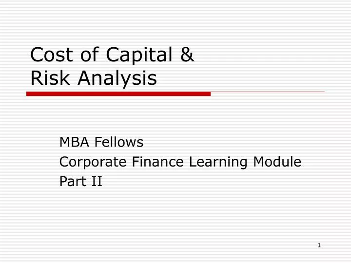 cost of capital risk analysis