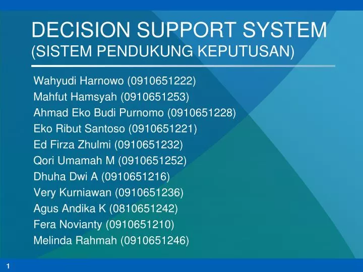 decision support system sistem pendukung keputusan