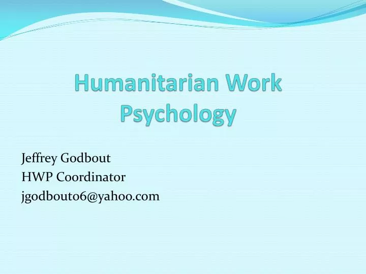 humanitarian work psychology