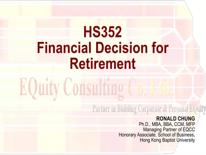 hs352 financial decision for retirement