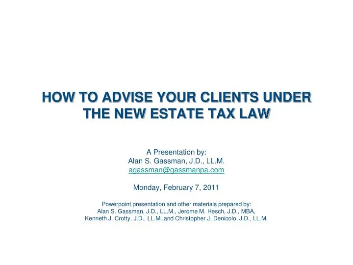 how to advise your clients under the new estate tax law