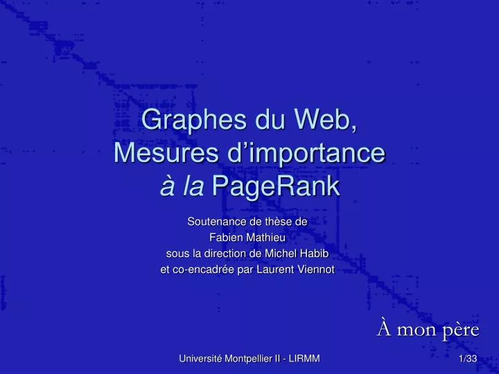 graphes du web mesures d importance la pagerank