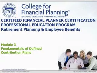Module 3 Fundamentals of Defined Contribution Plans