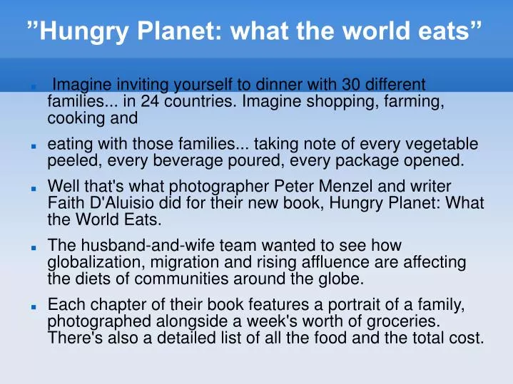 hungry planet what the world eats