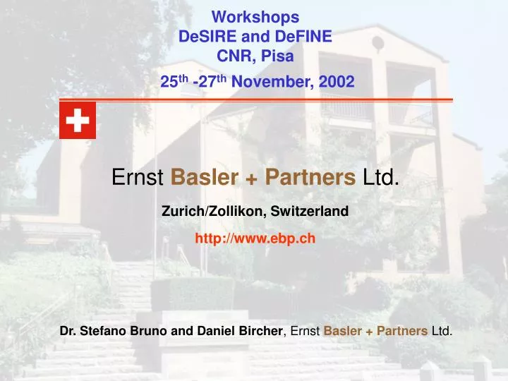 workshops desire and define cnr pisa 25 th 27 th november 2002