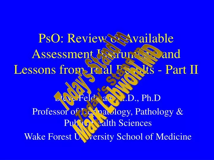 pso review of available assessment instruments and lessons from trial results part ii