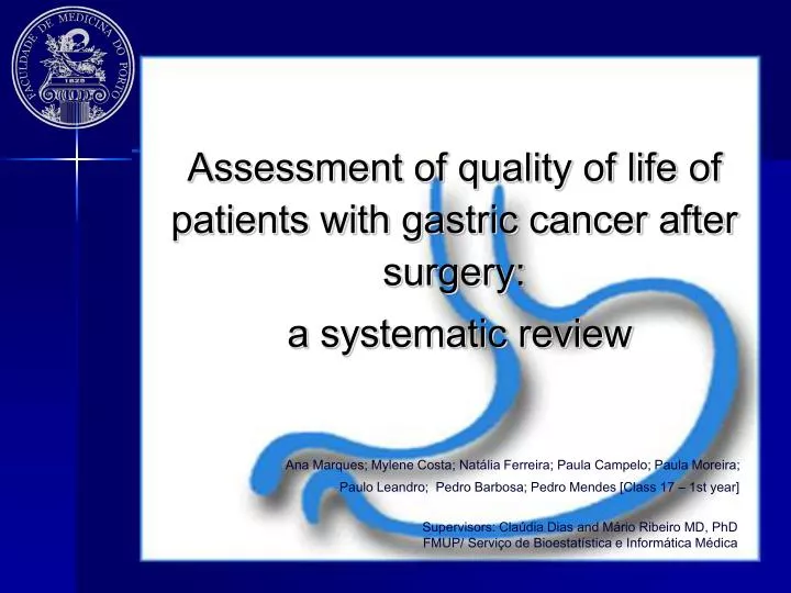 assessment of quality of life of patients with gastric cancer after surgery a systematic review