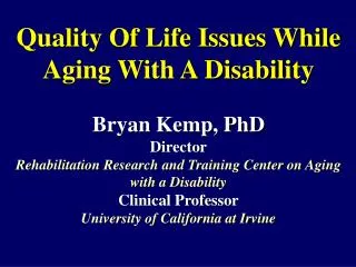 Rehabilitation Research and Training Center on Aging with a Disability