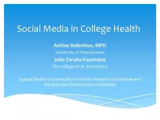 Social Media in College Health