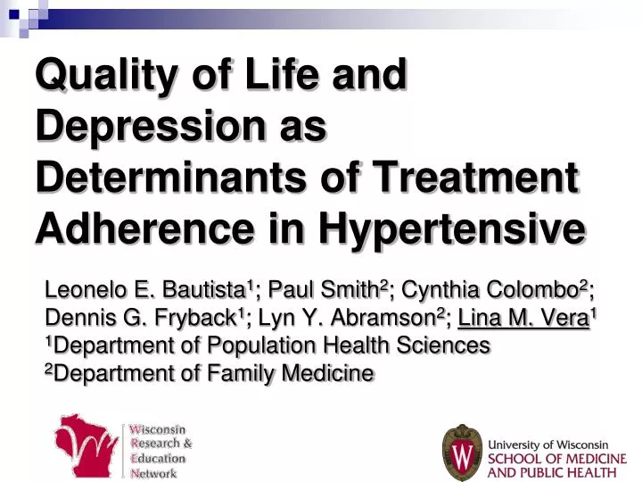 quality of life and depression as determinants of treatment adherence in hypertensive